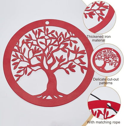 ORIGACH 2 Pcs Metal Replacement Wind Catcher, Wind Chime Parts Replacement with 16.4 FT Nylon Cord, Metal Wind Chime Replacement Sail for Sympathy Wind Chimes, Tree of Life, Black and Red