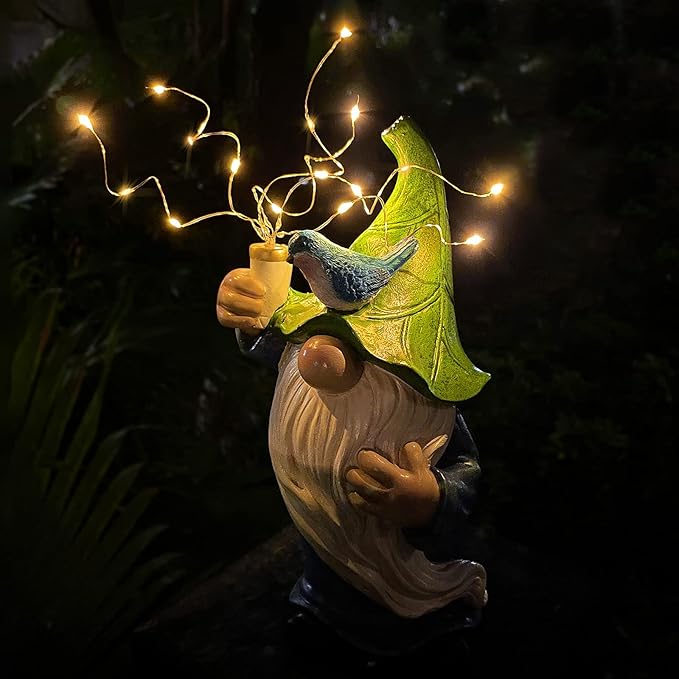 LEGIFO Garden Gnomes with Firework Solar Light Garden Decor for Outside, Outdoor Statues,Knomes Decor Outdoor for Yard Patio Lawn,Gnomes Gifts Decorations, Naughty Funny Gnomes (Firework Gnome)