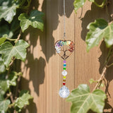 Window Hanging Suncatcher with Crystal, Tree of Life Suncatcher Garden Hanging Rainbow Maker Ornament (Tree of Life-Heart)