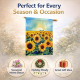 Caroline's Treasures Kansas Sunflowers in Watercolor House Flag Large Porch Sleeve Pole Decorative Outside Yard Banner Artwork Wall Hanging, Polyester, House Size, Multicolor