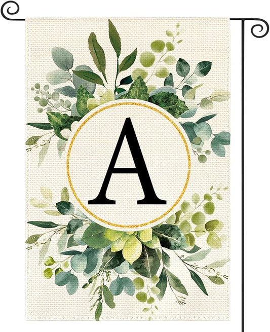 AVOIN colorlife Monogram Letter A Floral Garden Flag 12x18 Inch Double Sided Outside, Family Last Name Initial Yard Outdoor Decoration