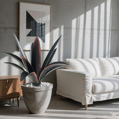 DIY Metal Agave Plant Art Yard Tequila Art Sculpture (9 Leaves -Black)