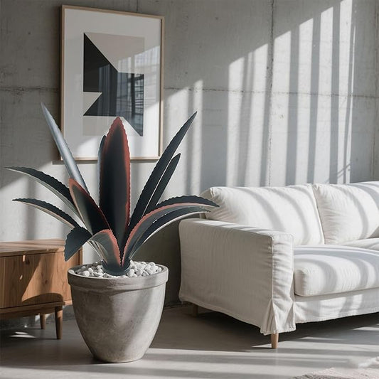 DIY Metal Agave Plant Art Yard Tequila Art Sculpture (9 Leaves -Black)