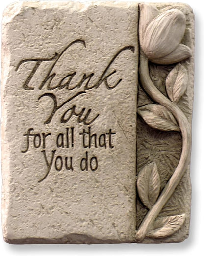 Carruth Studio, Thank You Mini Wall Plaque Garden Statue Figurine, Original Sculpture Handcrafted in Stone, Artisan Made