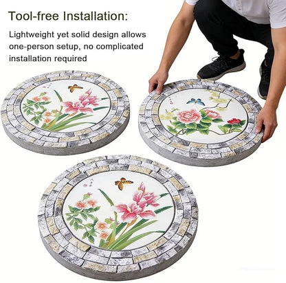 GZHERVICES Garden Stepping Stones for Landscaping Arrangements, Lawn Stepping Stones for Gardens, Outdoor Decorative Accents, Handcrafted Outdoor Lawn Pathway Ornaments(Multi-Colored-C)