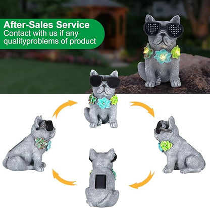 Solar Garden Statues Dog with Succulent and LED Lights Birthday Gifts for Women Mom Grandma Solar Outdoor Decor for Patio Backyard Yard Lawn Decoration-Unique Housewarming Gifts