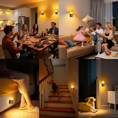 Flameless Candles Night Light with Flickering Flame, Battery Operated LED Night Light, Magnetic Attachment for Easy Placement, Realistic Candlelight for Home, Bathroom, Window Decor (Brown, 1 Pack)
