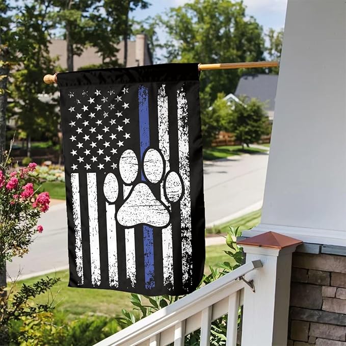 American Police Dog Garden Flag Police K9 Flag Double Sided Vertical 12×18 Inch Banners Double Sided For Lawn Patio Yard Garden Home Outdoor Decor -1