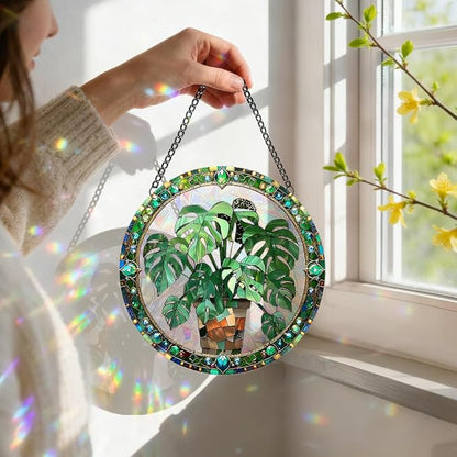 8 Inch Sun Catchers Indoor Window, Acrylic Rainbow Suncatcher Window Hanging Decoration for Living Room Bedroom Summer Home Balcony Ornaments Decoration (64 Leaf)