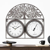 17Inch Large Outdoor Clock,Waterproof Wall Clock with Thermometer,Weatherproof Non-Ticking Quartz Battery Operated Decor Clock for Patio,Garden,Pool,Porch,House Warming Gifts