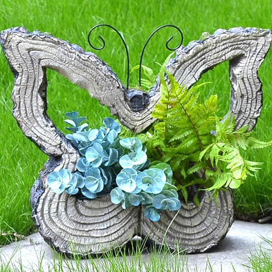 Garden Statues Outdoor Decor Balcony Figurine Outdoor Statues Garden Butterfly Flower Stand Statue, Garden Animal Flowerpot Sculpture, Outdoor Farm Lawn Decorations(C)