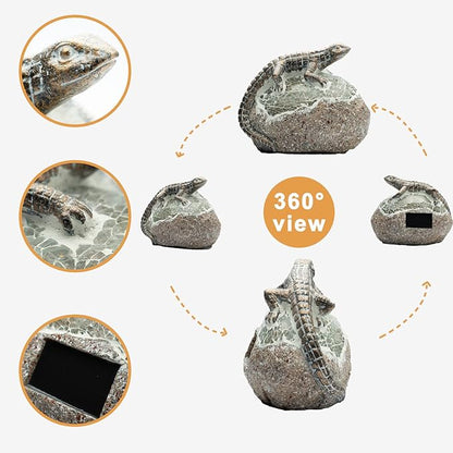 Rezpuao Garden Statue Lizard,Solar Lizard Decor for Outdoor,Resin Lizards Figurine with Solar Light for Patio,Balcony,Yard,Lawn Ornament,Perfect Garden Gift
