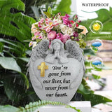 Cemetery Flowers for Grave Angel and Cross Cemetery Cemetery Memorial Vase, Cemetery Flower Grave,2-Piece Angel Cemetery vase with Iron Spikes,Garden Decoration Memorial Gift for Lost Love (1white)