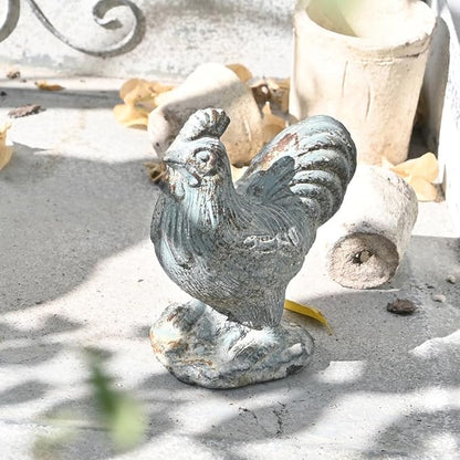 Rooster Statue Chicken Figurine Cement Rooster Figurine Figurines Artwork for Outdoor, Backyard, Patio and Home Kitchen Decoration(Dark Blue)