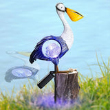 VIHOSE Solar Metal Pelican Statues Pelican Garden Sculpture Pelican Lawn Ornaments with Crackle Glass Ball Lawn Decorations Outdoor for Garden Landscape Outside Flower Bed Patio Yard Backyard Porch