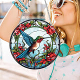 7.9'' Acrylic Window Suncatcher Decor,Stained Panel Hangings Decorative Acrylic Wall Decor Colorful Ornament Window Hangings for Outdoor Indoor Decor(Hummingbird-Blue)