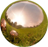 Nerien 8 Inch Gazing Ball, Stainless Steel Garden Mirror Globe, Polished Ornament Sphere, Hollow Floating Reflective Hemisphere, Home Outdoor Pond Housewarming Swimming Pool Decoration Gift, Rose Gold