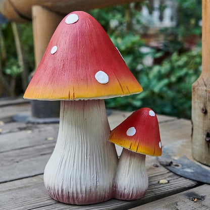 Mushroom Decor Fairy Garden Accessories - Outdoor Garden Decor Mushrooms Ornament for Garden Decoration Garden Gnome's Favorite Mushroom Statues (8" Red)