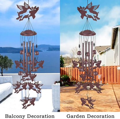 Flying Pigs Wind Chimes Outdoor Decoration, Gifts for Mom, Home, Garden, Balconies, Rooms, Patio, Indoor, Memorial Wind Chimes, 37.5 Inch Fly Pigs Wind Catcher, Outside Waterproof Pig Wind Bells
