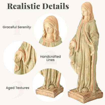 EROMMY Virgin Mary Garden Statue Outdoor 31.5” – Large Praying Holy Madonna Resin Sculpture, Blessed Mother of God Catholic Saint Yard & Lawn Religious Decor