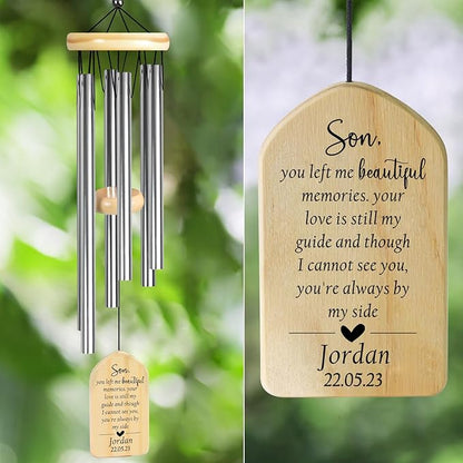 Memorial Wind Chimes, Personalized Windchimes in Memory of Son, Meaningful Bereavement/Memorial/Sympathy Gifts for Loss of Son, Personalized Sympathy Wind Chime for Condolence/Funeral