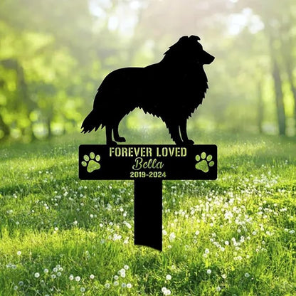 Custom Shetland Sheepdog Dog Metal Memorial Garden Stake Personalized Pet Grave Marker Name Sign Remembrance Stake Decor Sympathy Dog Loss,Outdoor Statues for Yard Garden Lawn Patio Pathway Grave.