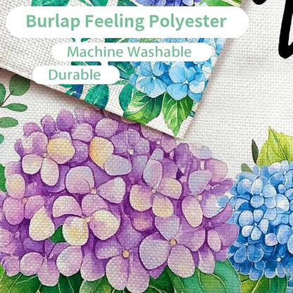 CROWNED BEAUTY Spring House Flag Floral Hydrangea Double Sided 28x40 Inches Large Burlap Welcome Holiday Seasonal Yard Decoration for Outside Porch CF1751-40
