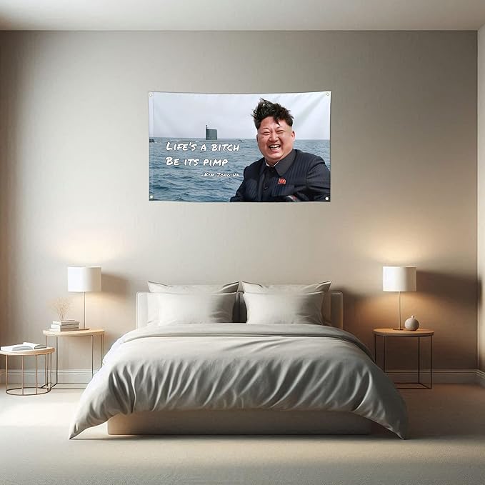 Be Its Pimp Funny Quote Flags Cool Meme Flags Banner 3x5 FT Room Guys Girls College Dorm Bedroom Frat Man Cave Wall Hangings Black KJU