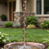 Topadorn Rain Chain Decoration 8 FT., Rain Downspout Catcher Chain Gutter 96'' Metal Double Loop, Rain Chains for House Eaves, Garden, Porch & Patio, Ring Rain Chain