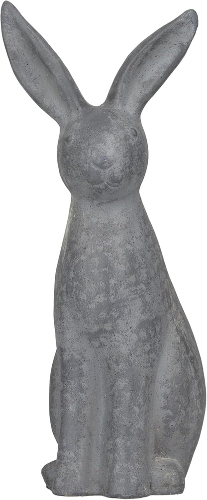 Deco 79 Polystone Rabbit Decorative Garden Sculpture Indoor Outdoor Garden Statue, Outdoor Sculpture 7" x 8" x 20", Gray