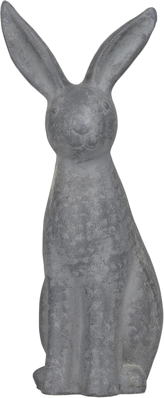 Deco 79 Polystone Rabbit Decorative Garden Sculpture Indoor Outdoor Garden Statue, Outdoor Sculpture 7" x 8" x 20", Gray