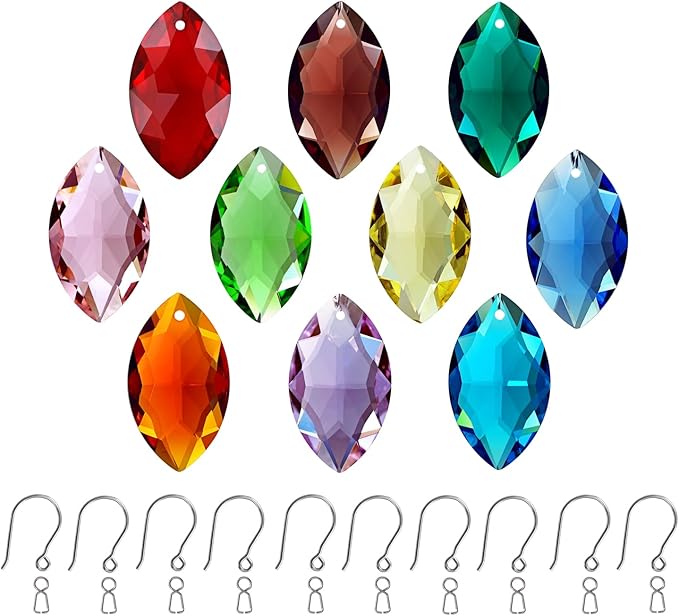 10pcs Crystal Prism Multi Colors Hanging Glass Ornament Horse Eye Pendant for Chandelier, Window Décor