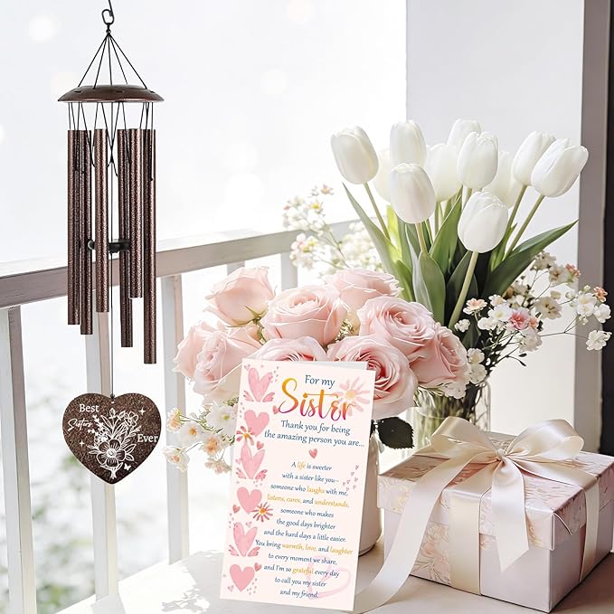 Christian Gifts for Women, 25.5" Wind Chimes with Bible Verses, Religious Inspirational Gifts for Women Mom Sister Friend, Spiritual Faith Based Gift for Birthday Baptism