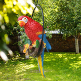Hanging Parrot Garden Decor Resin Parrot Statue Outdoor Decor Parrot on Perch Garden Sculpture Parrot Statue Garden Sculptures for Outdoor Garden Decorations Vivid Arts Garden Ornaments Red