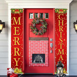 Ivenf Christmas Decorations Outdoor Yard: Red Gold Door Banner Front Porch Sign Set, Hanging Merry Christmas Decorations for Home, Indoor Outdoor Xmas Decor Wall Front Door Yard Garage