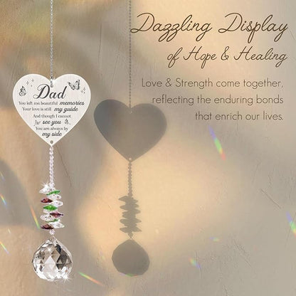 Memorial Gifts for Loss of Dad,Memorial Crystal Suncatcher Ornament, Sympathy Gifts for Loss of Father,Hanging Crystals Ornament for Window Rainbow Maker Prisms Home Decor Gift