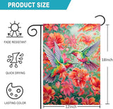 Vibrant Hummingbird Floral Garden Flag 12x18 Inch Double Sided Spring Summer Outdoor Yard Flag for Patio Porch Lawn Farmhouse