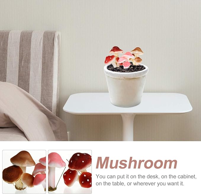 SEWACC Simulation Mushroom Garden Ornament, 6pcs Random Color Foam Artificial Emulation Mushroom Adornment Decorative Outdoor Statues Landscape Froth Mushroom for Home Gardon (Random Color)
