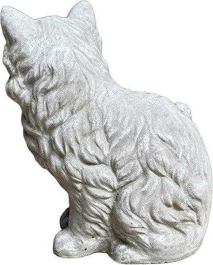 Solid Rock Stoneworks Furry Cat Concrete Garden Statue, 11 Inches Tall, Memorial