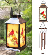 Cardinal Wind Chimes for Outside, 37" Hanging Memorial Solar Wind Chimes for Outside, Solar Lantern Christmas Cardinal Gifts for Women Mom Windchimes Outdoors for Patio Garden Decor Birthday