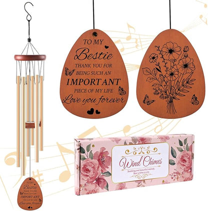Besties Wind Chimes Gifts - Best Friend BFF Christmas Birthday Gift f, Wind Chime for Outside Garden Yard Decor Women Friend Sister Female Long Distance Friendship Presents