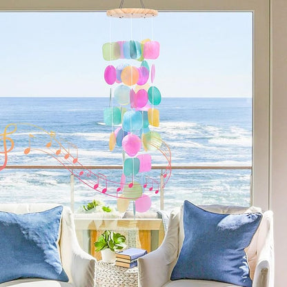 MUMTOP Shell Wind Chimes for Outside Clearance, Tropical Colorful Capiz Shell Wind Chime for Patio,Indoor,Outdoor,Garden,Yard,Coastal,Beach Decor or Gifts for Women,Girl