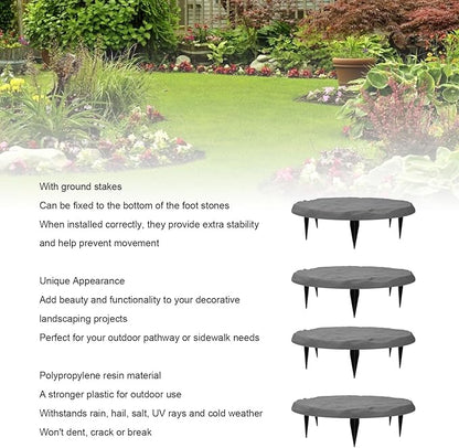 Garden Stepping Stones Decorative Outdoor Stepping Stone with Ground Stakes for Lawn Garden Patio Pathway Walkway (Gray)