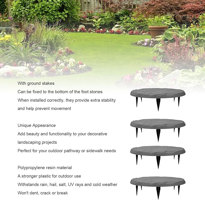 Yosoo 39.9cm Round Step Stones, 6 Ground Stakes, Decorative Landscaping Projects, Outdoor, Sidewalk, Garden Stepping Stones (Round)