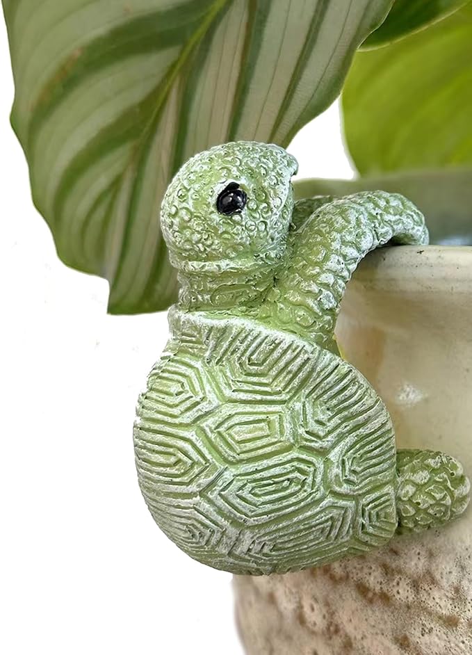Turtle Figurines Plant Pot Hang Decor Resin Tortoise Sculpture Garden Balcony Yard Decoration