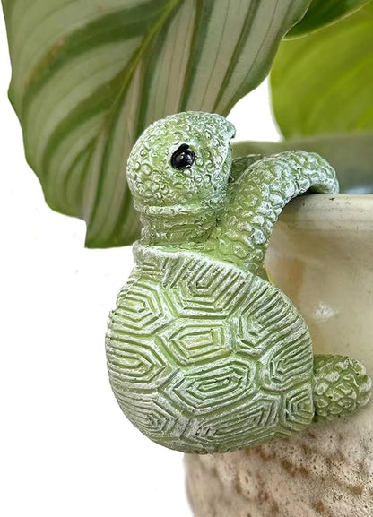 Turtle Figurines Plant Pot Hang Decor Resin Tortoise Sculpture Garden Balcony Yard Decoration