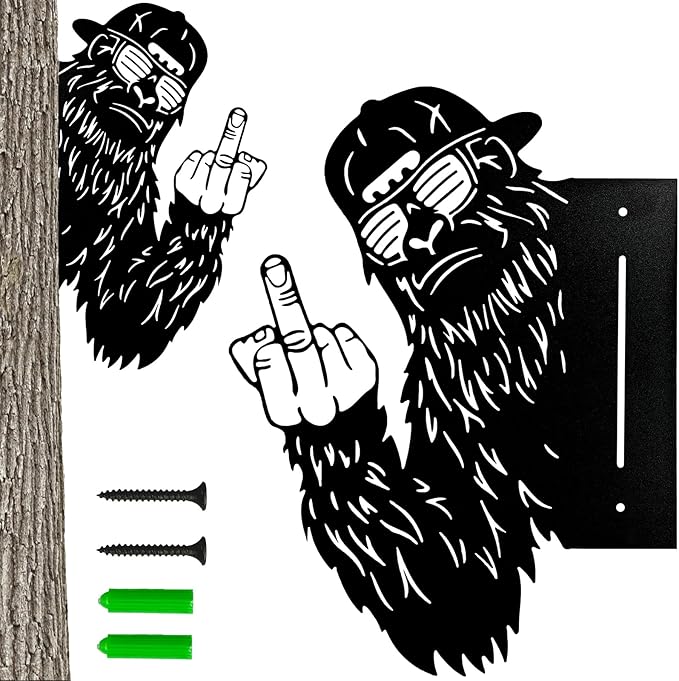 Funny Sasquatch Stake Men Gifts - Cool Yard Decor Gag Gift Idea for Dad Husband Grandpa, Unique Metal Sasquatch-Themed Outdoor Garden Present for Birthday Halloween Christmas Fathers Day Valentines