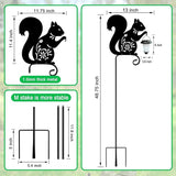 Metal Squirrel Garden Stake, Solar Lights Outdoor Solar-Powered with Lantern-Outdoor Waterproof Pathway and Garden Decorations (Black Squirrel)