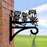 Owl Plant Hanger Bracket Iron Plant Brackets 10.6 x 11.8 Inch Black Leaf Animal Silhouette Indoor Outdoor Decorative Basket Wall Mounted Hanging Hooks for Flowers Pot Wind Chime Lantern