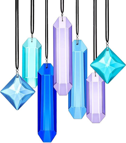 HDCRYSTALGIFTS Crystal Prisms Suncatchers for Window Hanging, 7PCS Blue Dreams Suncatcher Gift for Mom Women Rainbow Maker Sun Catcher Indoor Window Home Garden Christmas Tree Decor